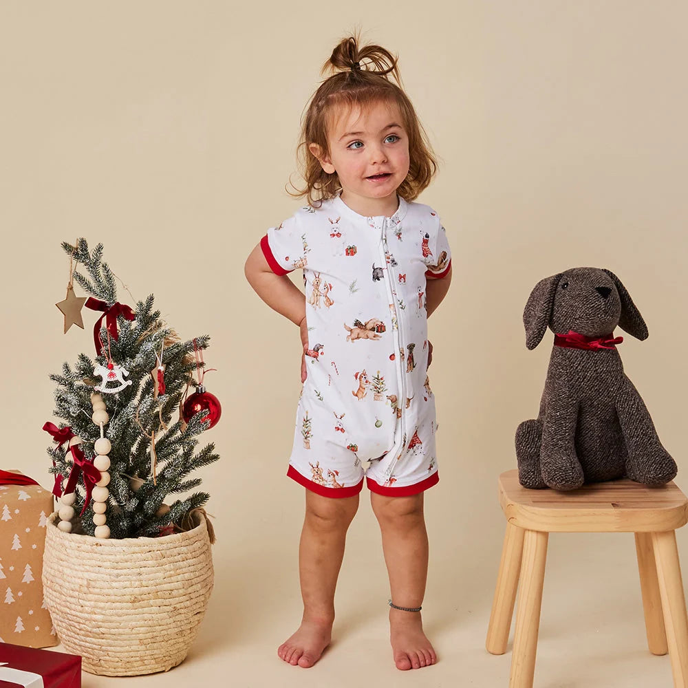 Christmas Pups Organic Snuggle Shortie