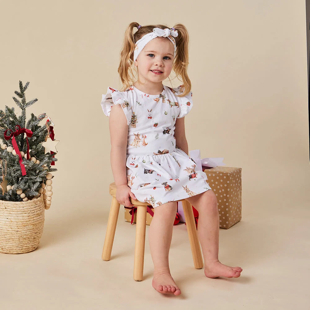 Christmas Pups Short Sleeve Organic Dress