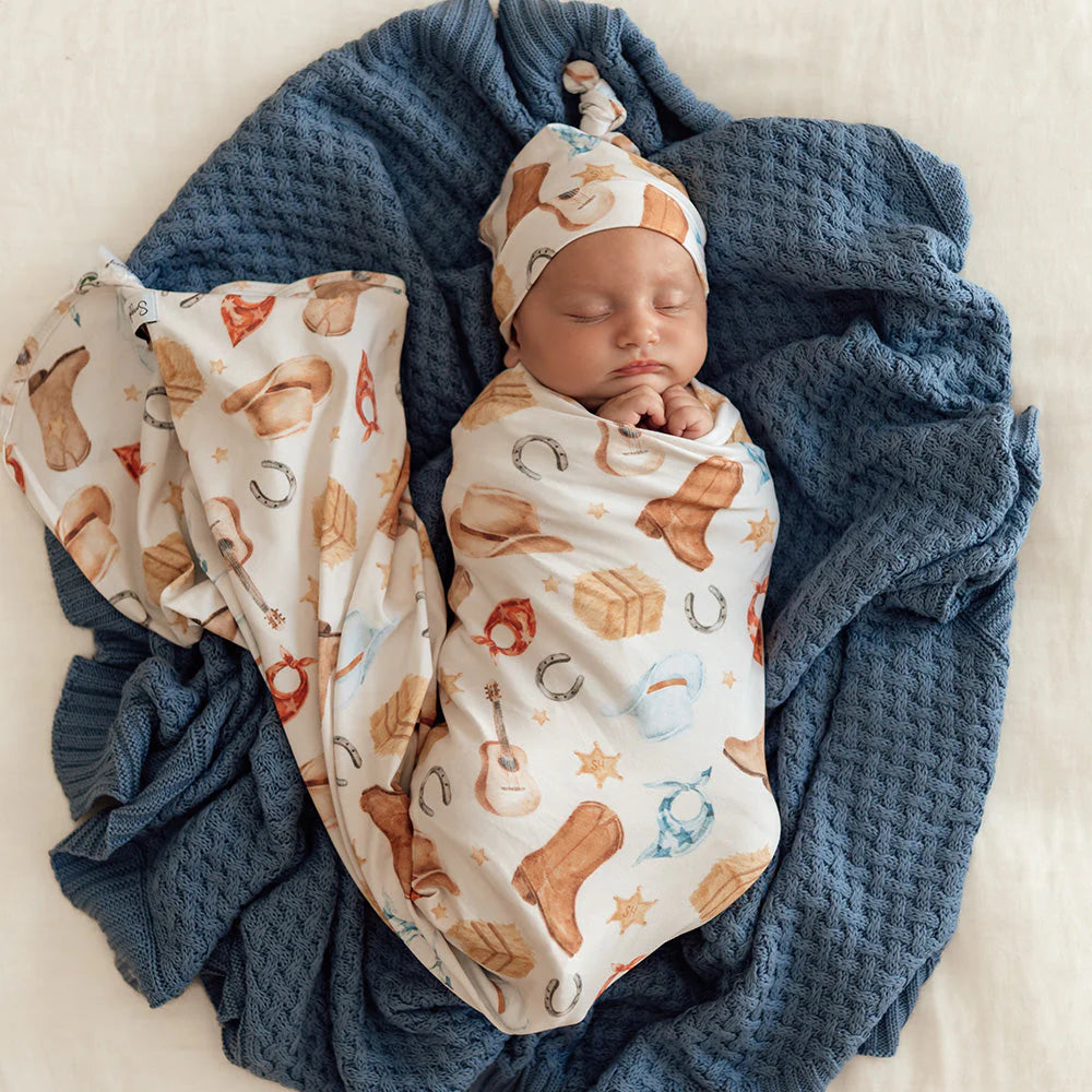 Cowboys Organic Jersey Wrap & Beanie Set