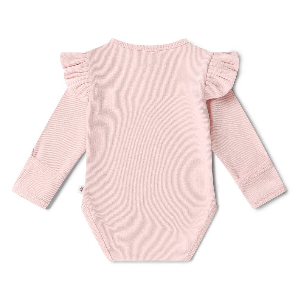 Baby Pink Long Sleeve Organic Bodysuit with Frill