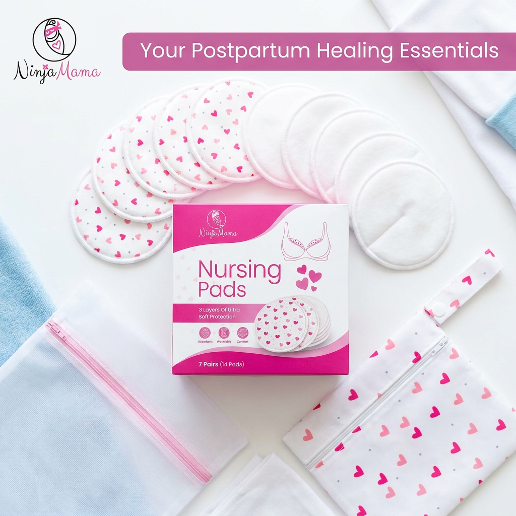 Ninja Mama 3 layer Washable Organic Bamboo Nursing Pads