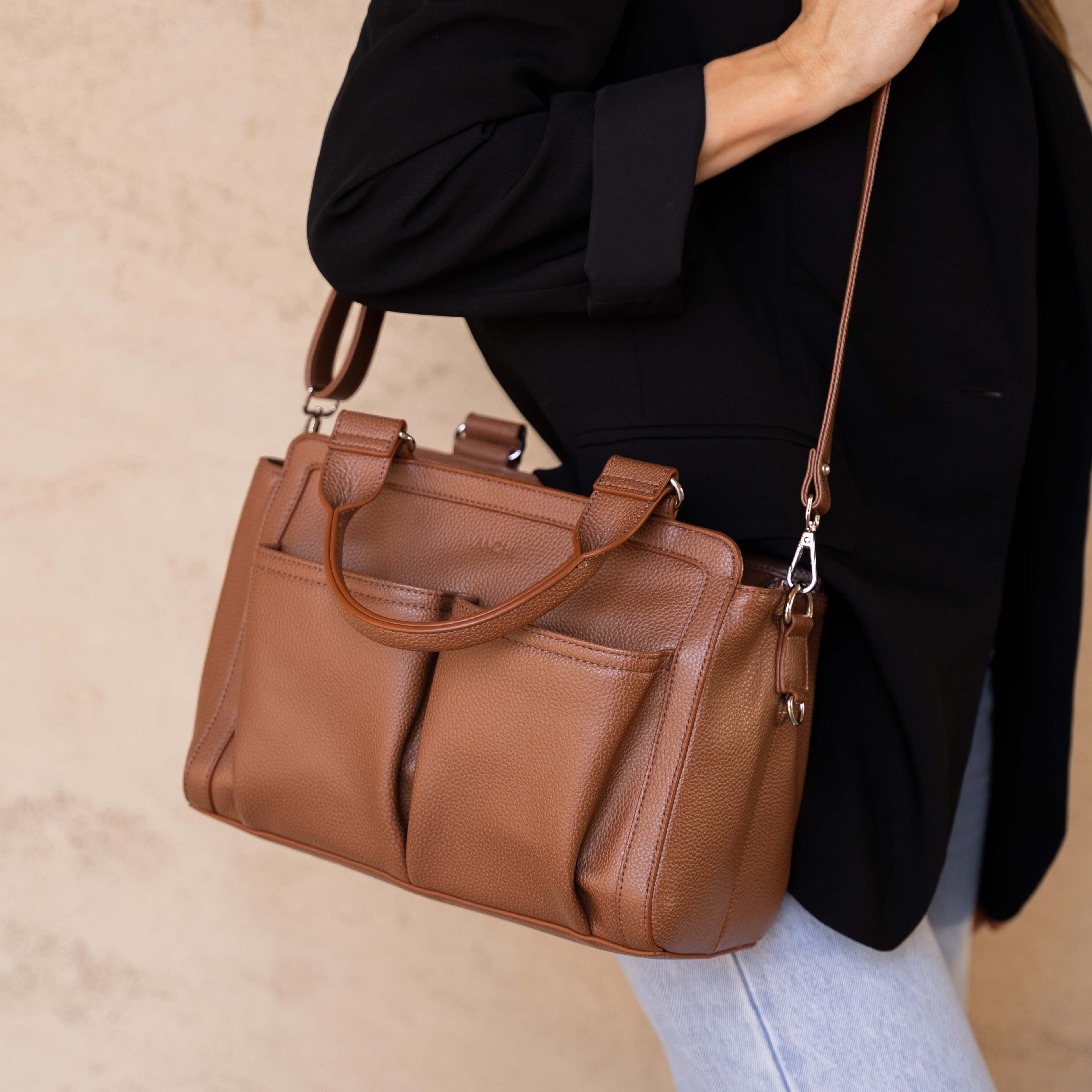 Amelia Convertible Pram Caddy - Pebbled Tan v2