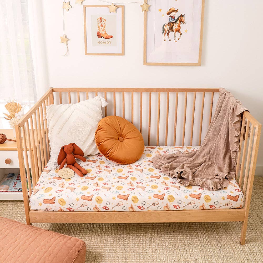 Cowboys Organic Fitted Cot Sheet