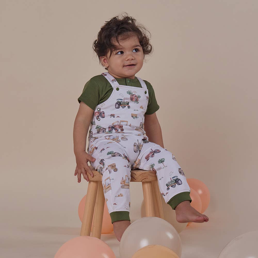Diggers & Tractors Organic Snuggle Overalls