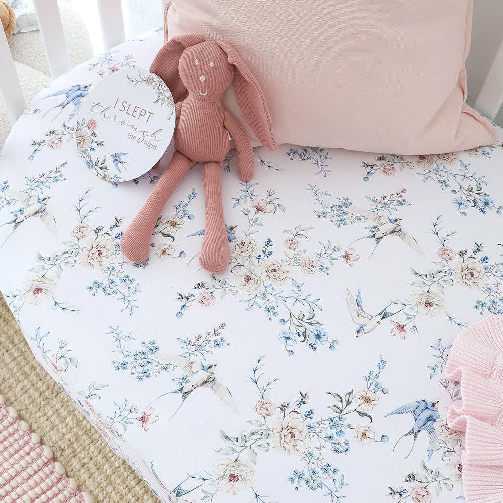Sweet Swallows Organic Fitted Cot Sheet