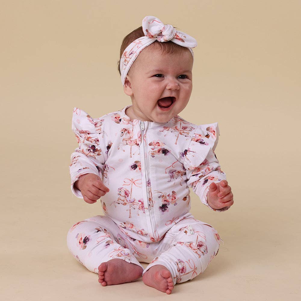 Carousel Organic Snugglesuit Convertible Romper with Frill