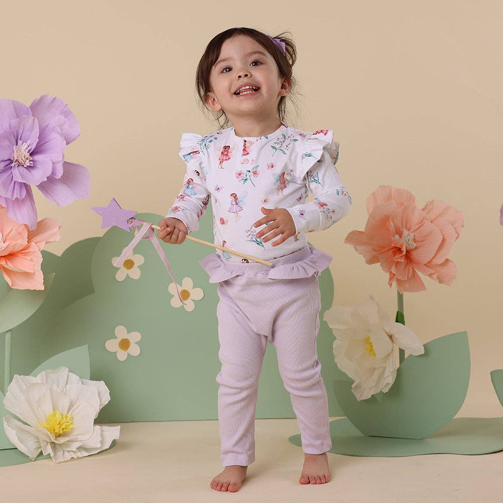 Fairy Garden Long Sleeve Organic Bodysuit with Frill