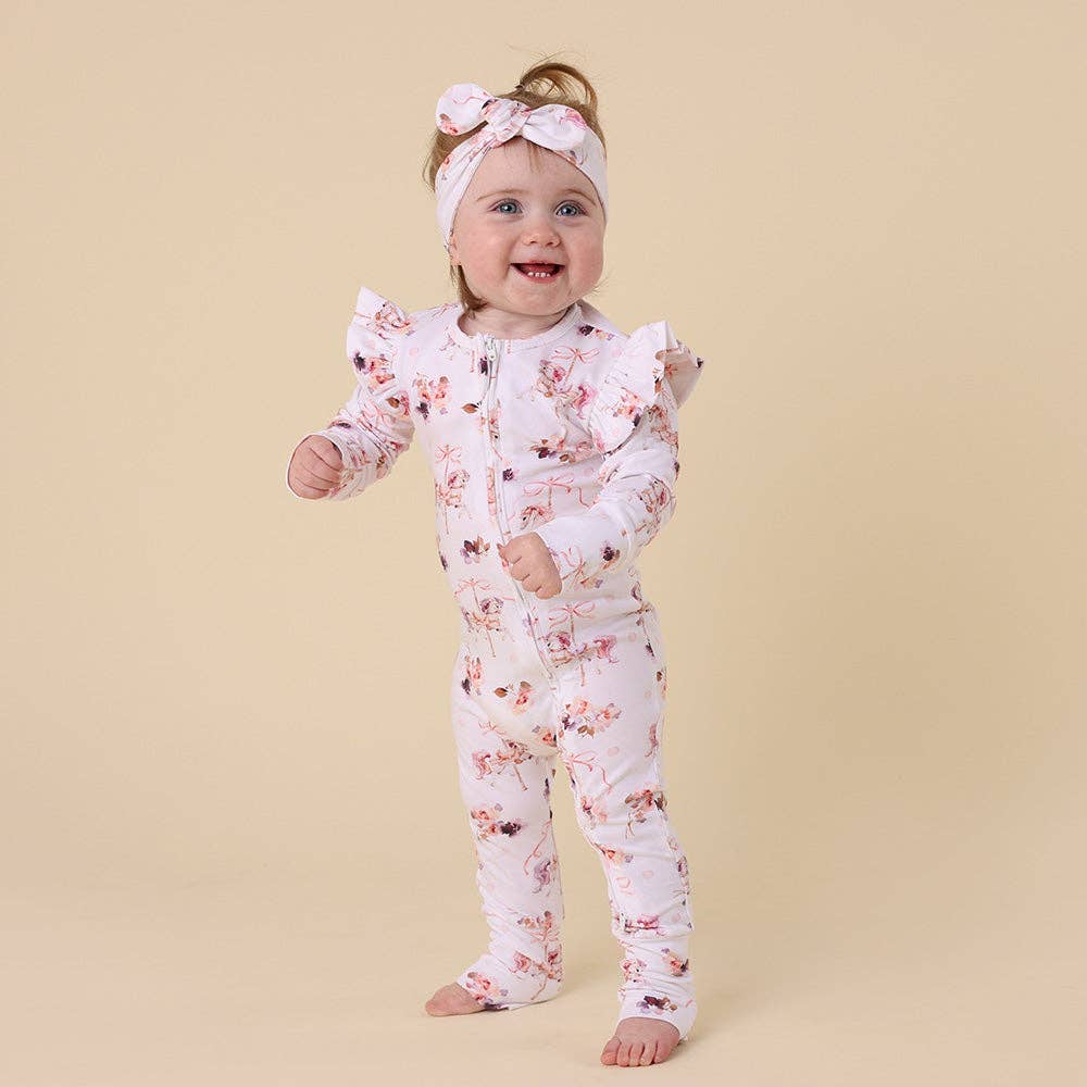 Carousel Organic Snugglesuit Convertible Romper with Frill