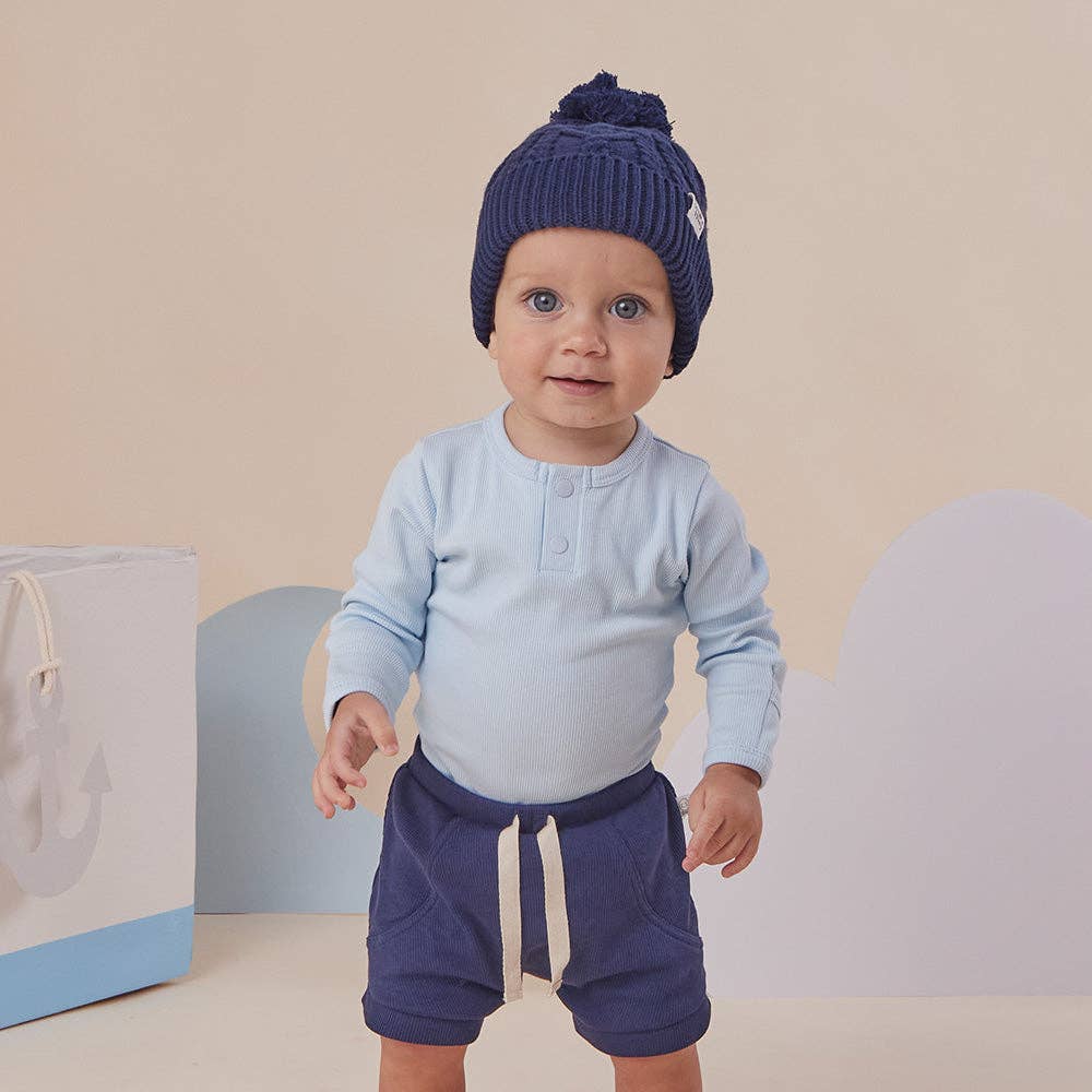 Baby Blue Long Sleeve Organic Bodysuit