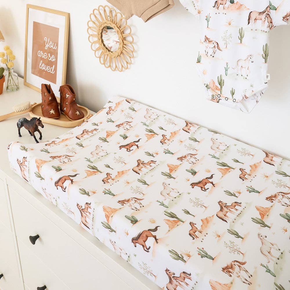 Wild Horses Organic Bassinet Sheet / Change Pad Cover