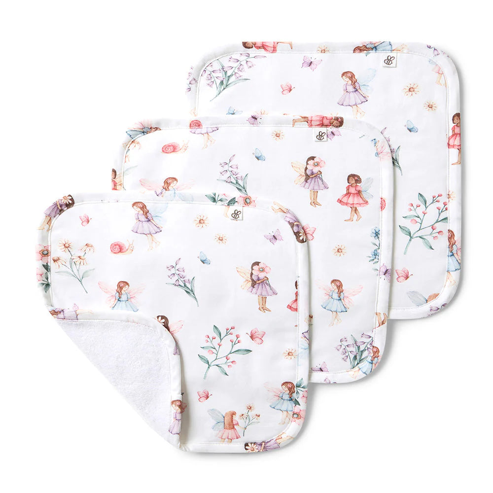 Fairy Garden Organic Wash Cloths - 3 Pack