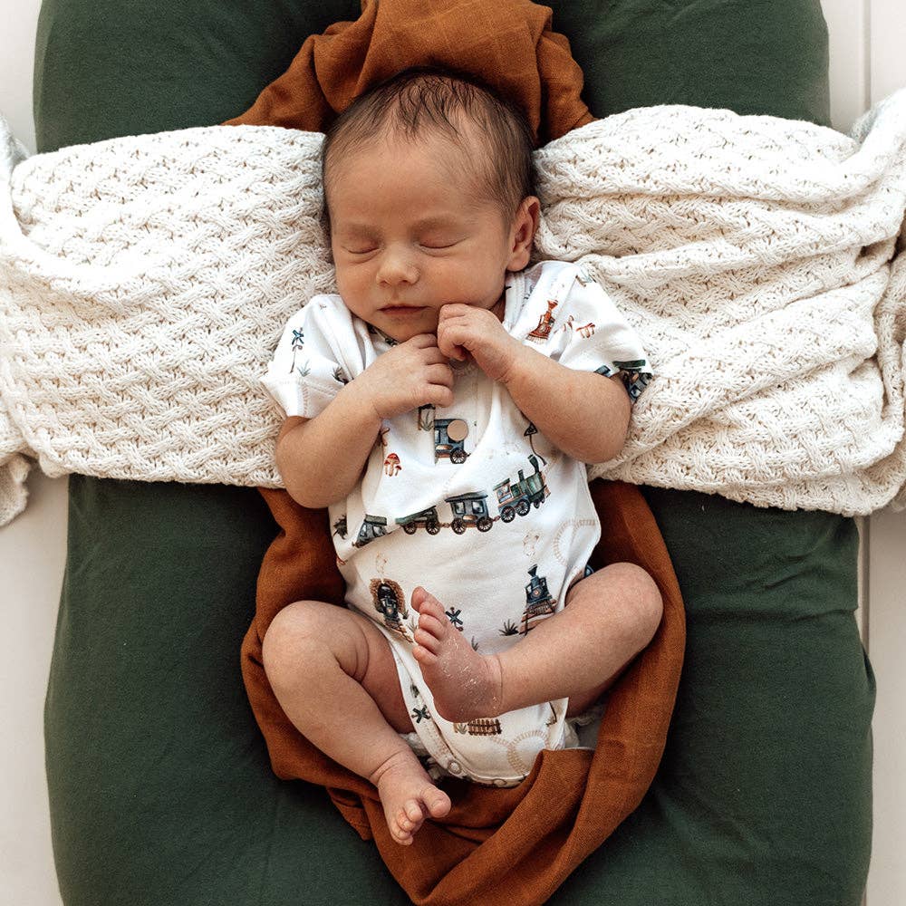 Trains Short Sleeve Organic Bodysuit