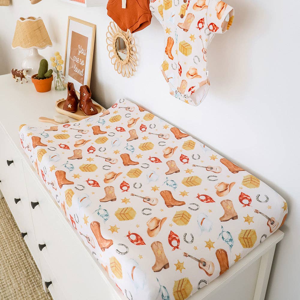 Cowboys Organic Bassinet Sheet / Change Pad Cover