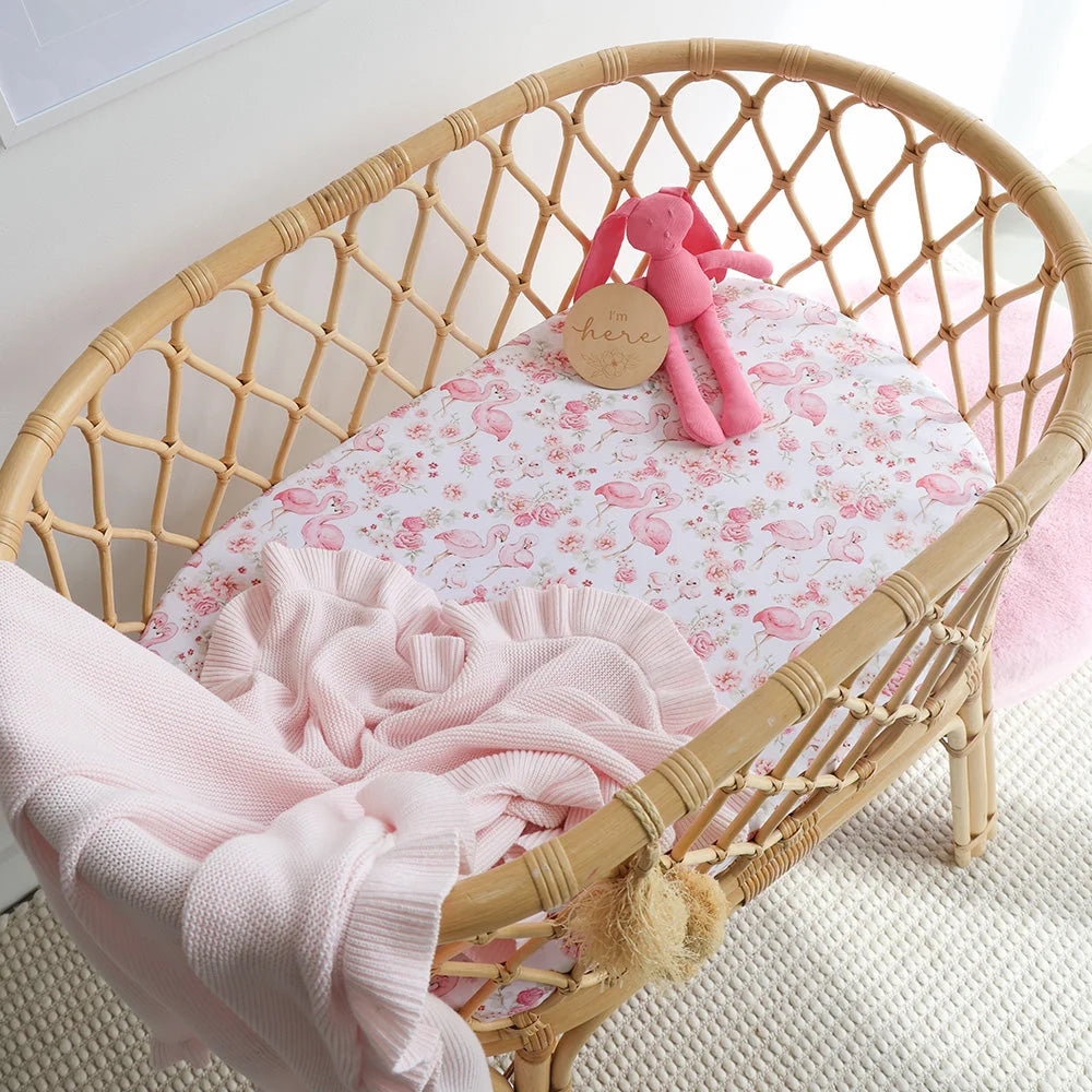 Flamingos Organic Bassinet Sheet / Change Pad Cover