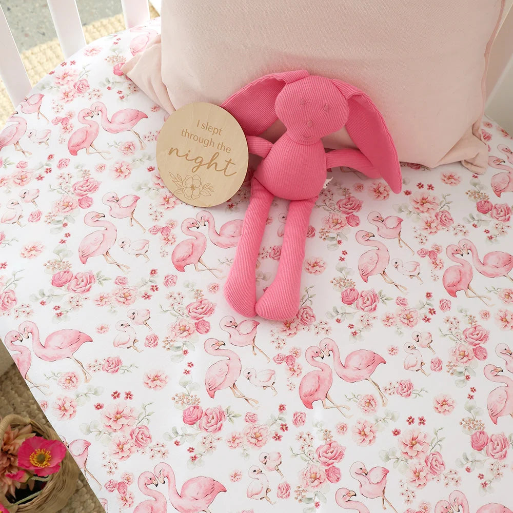 Flamingos Organic Fitted Cot Sheet