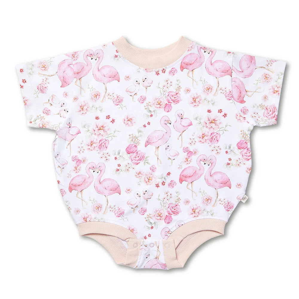 Flamingos Organic Oversized Romper
