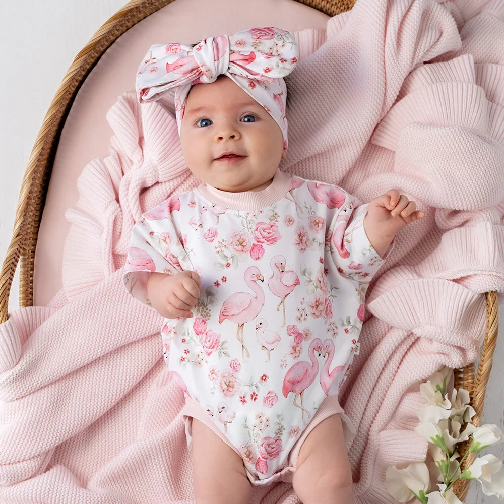 Flamingos Organic Oversized Romper