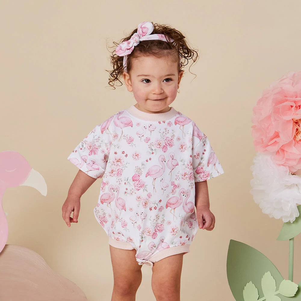 Flamingos Organic Oversized Romper