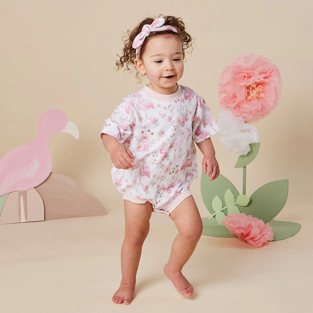 Flamingos Organic Oversized Romper