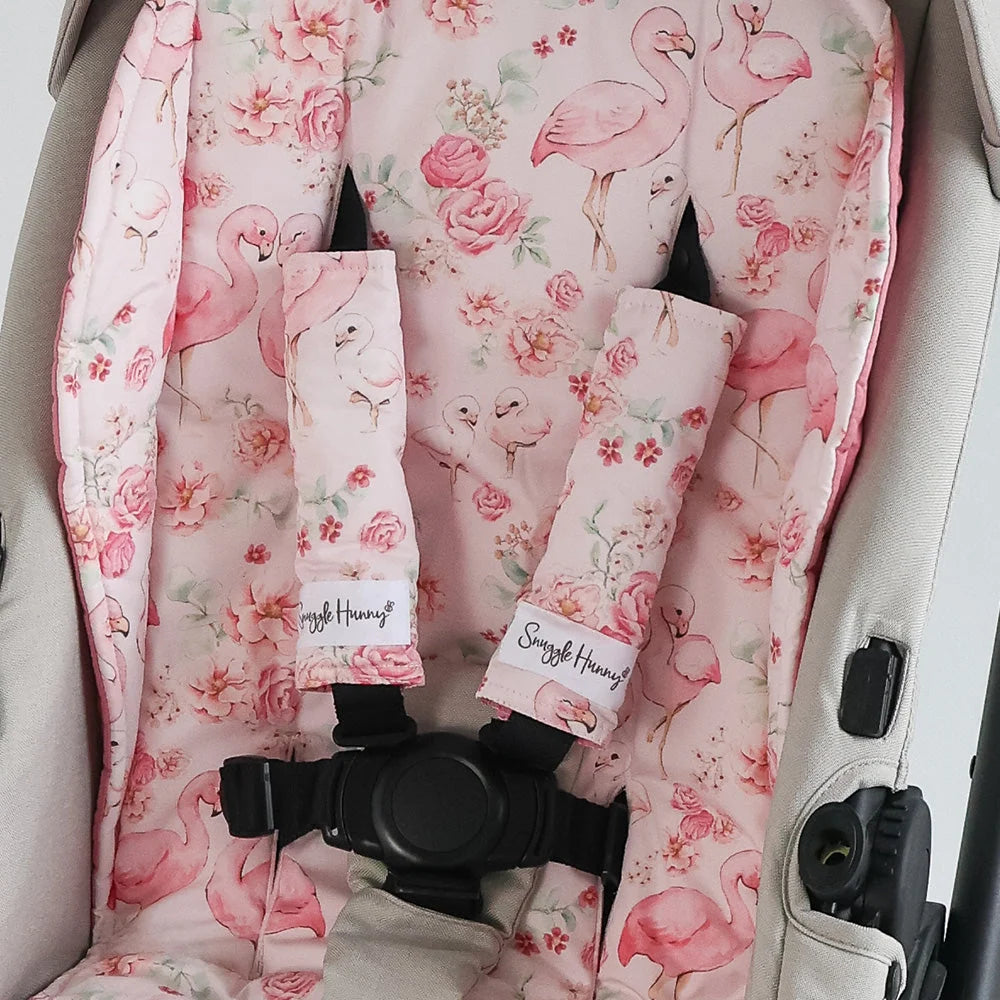 Flamingos Universal Reversible Pram Strap Covers