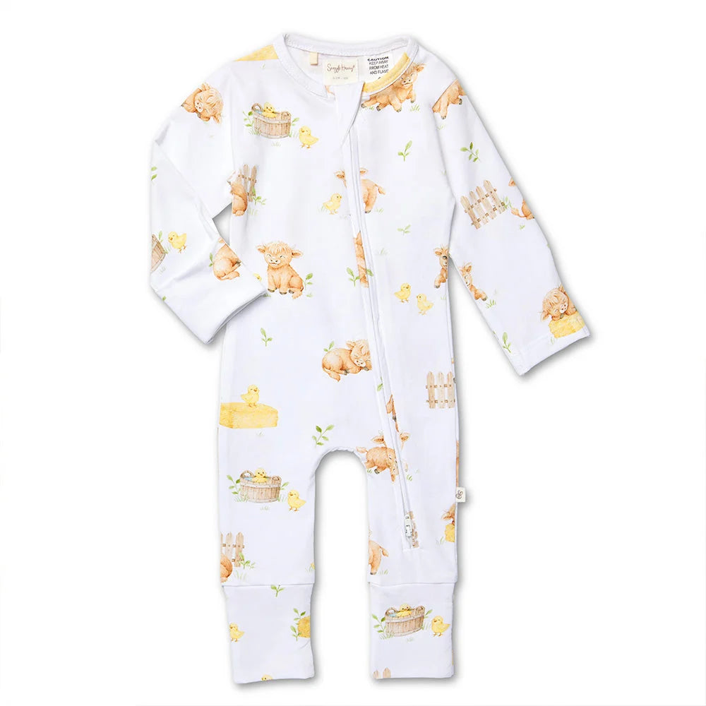 Highland Cows Organic Snugglesuit Convertible Romper