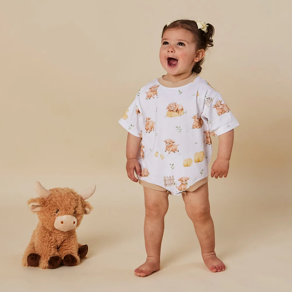 Highland Cows Organic Oversized Romper