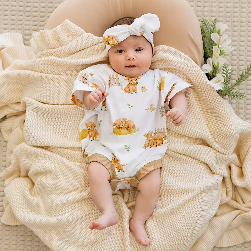 Highland Cows Organic Oversized Romper