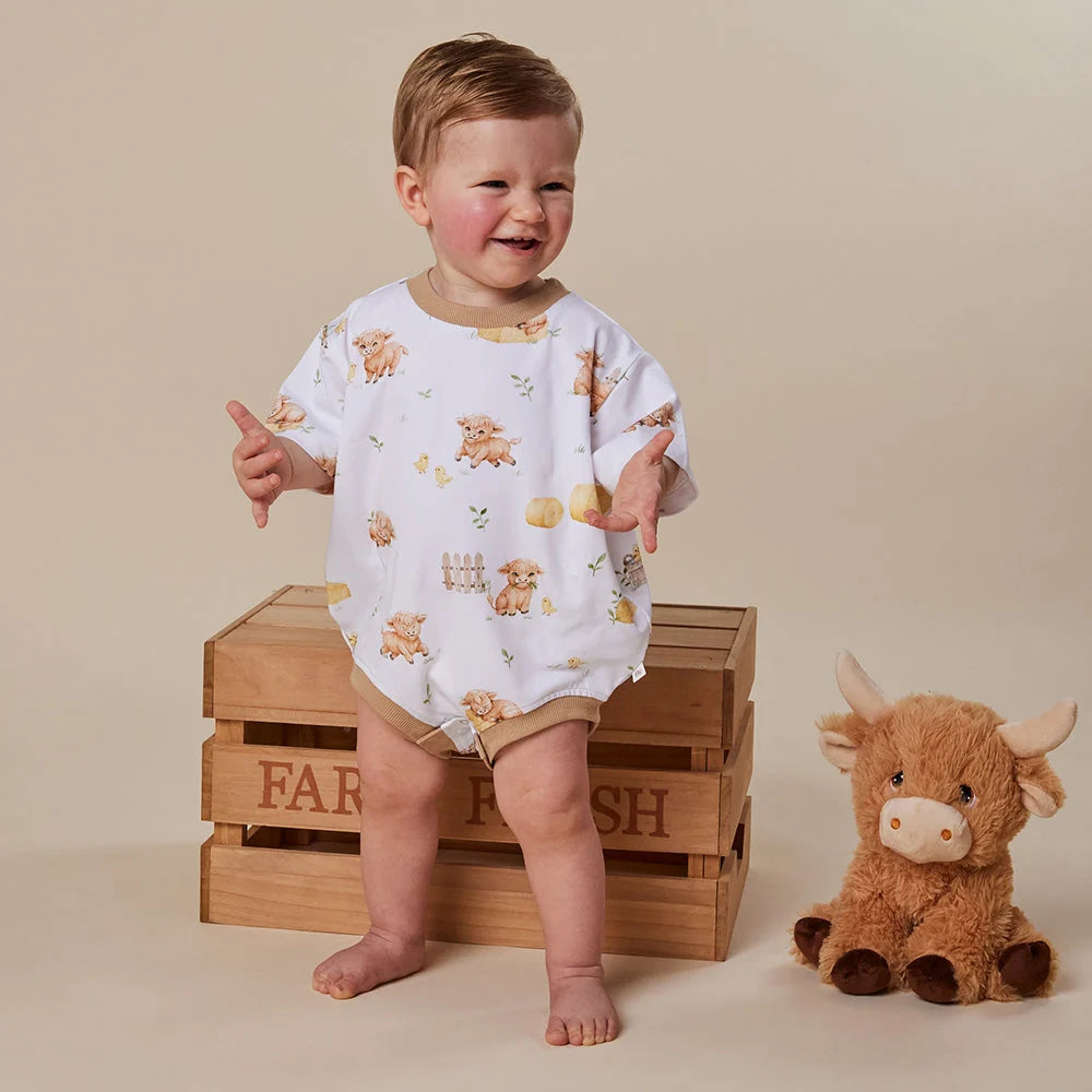 Highland Cows Organic Oversized Romper