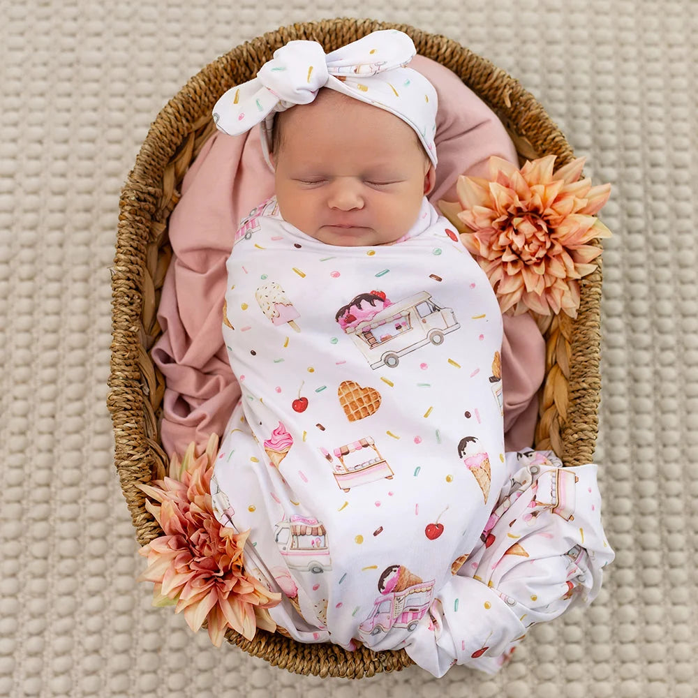 Ice Creams Organic Jersey Wrap & Topknot Set