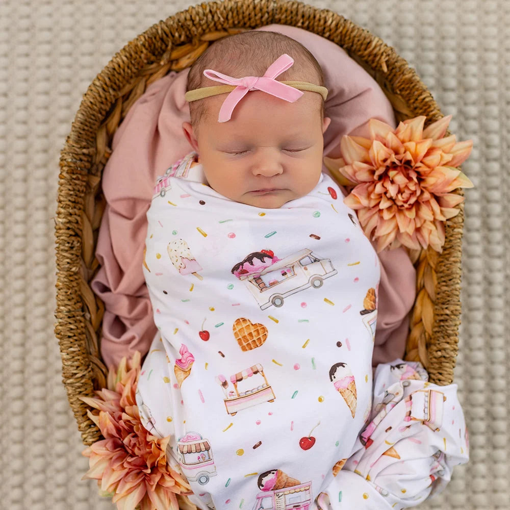 Ice Creams Organic Jersey Wrap & Topknot Set