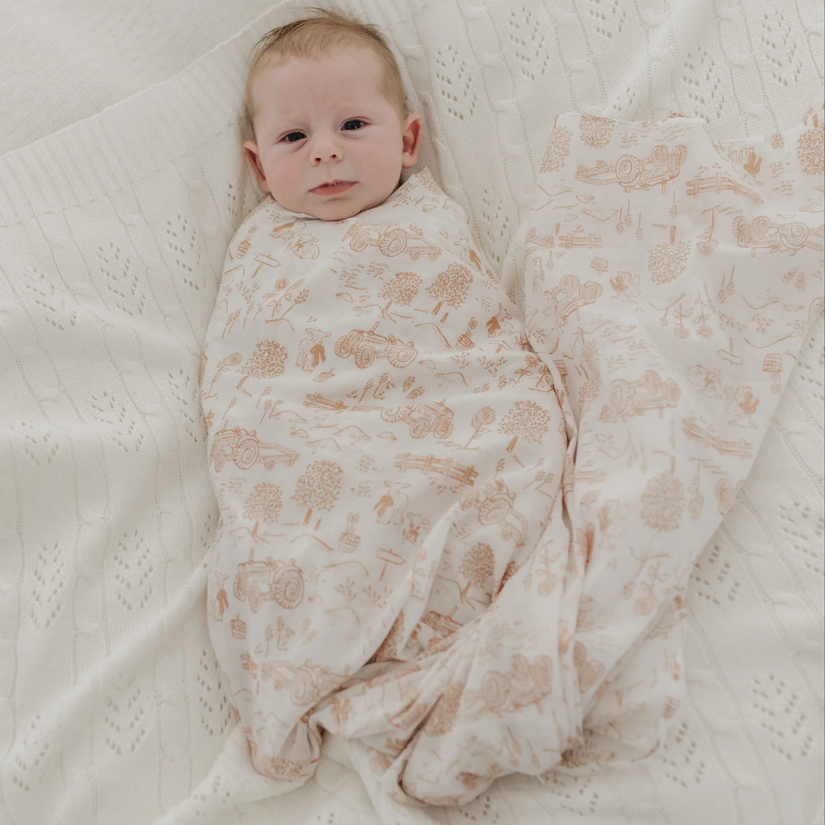 Latte Vintage Farm Muslin Wrap & Pram Clip Set