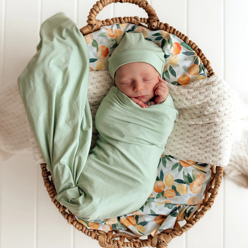 Mint Organic Jersey Wrap & Beanie Set