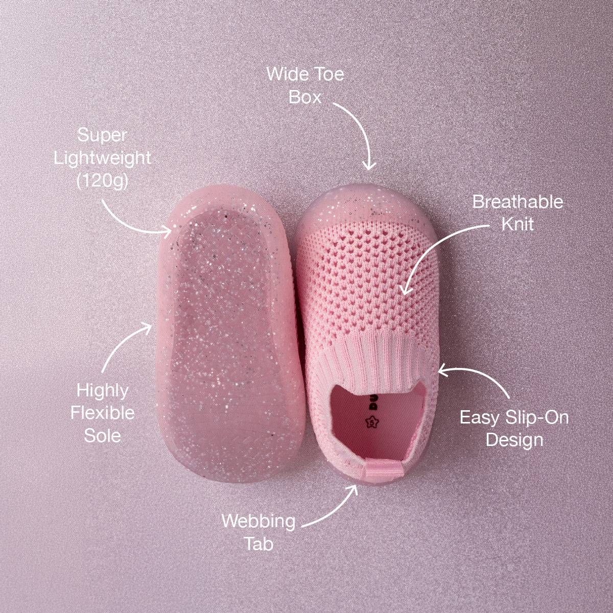 Duckies Slip-On Glitter Pink