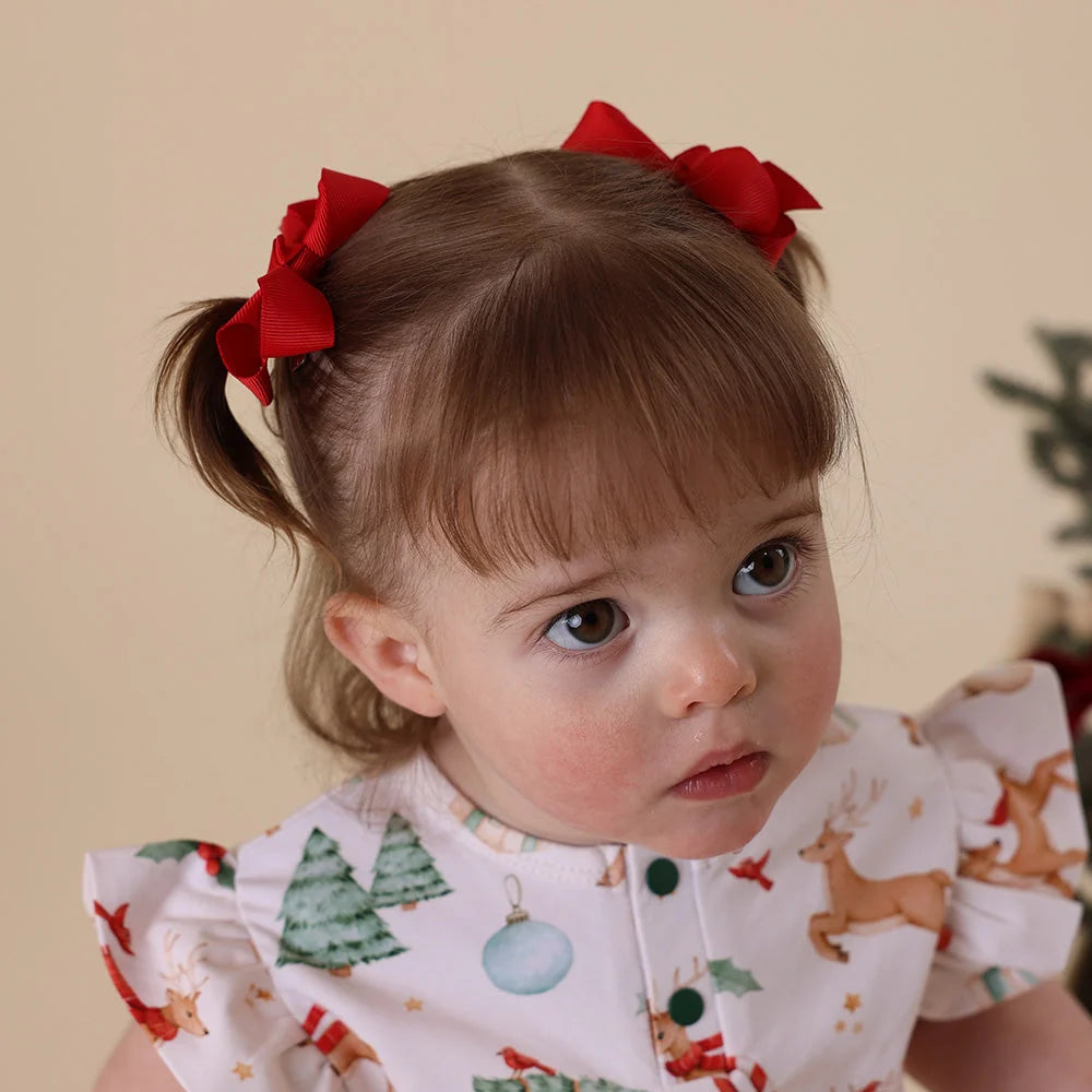 Red Piggy Tail Hair Clips - Pair