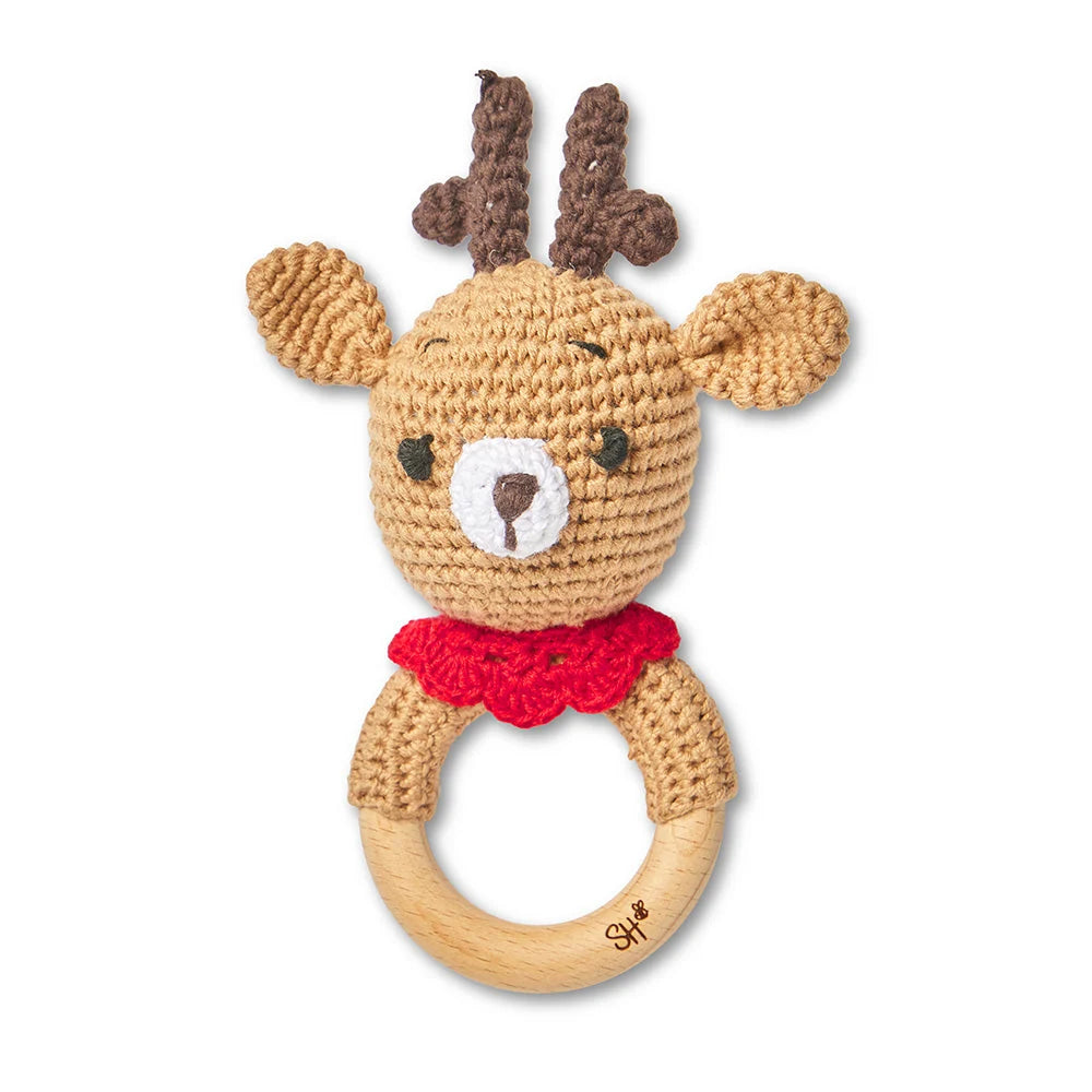 Handmade Reindeer Crochet Rattle