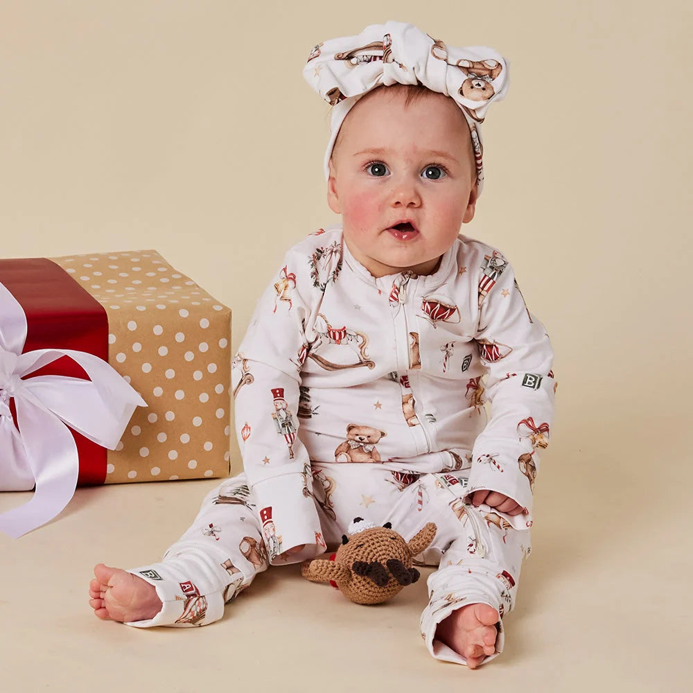 Santa's Toy Shop Organic Snugglesuit Convertible Romper