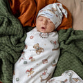 Santa's Toy Shop Organic Jersey Wrap & Beanie Set