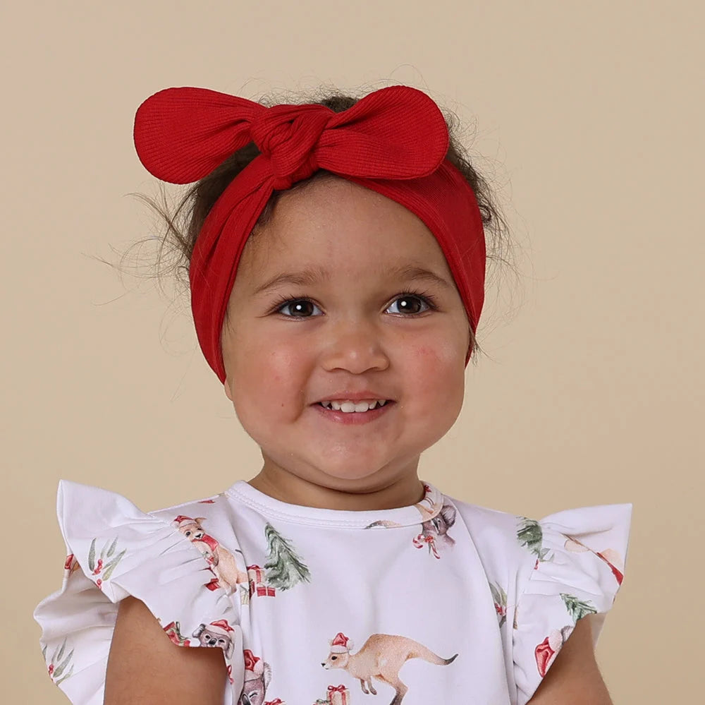Red Ribbed Organic Topknot