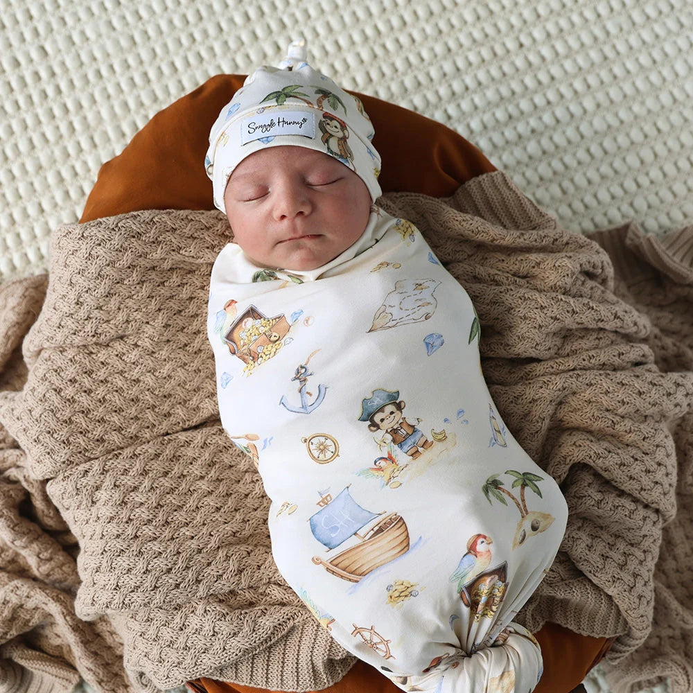 Treasure Island Organic Jersey Wrap & Beanie Set