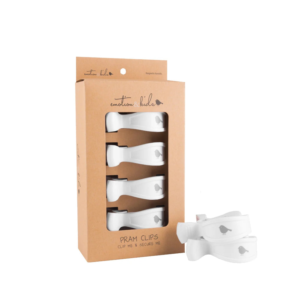 White Pram Clips - 4 Pack